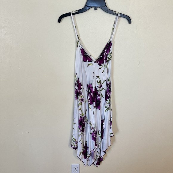 Preowned Womens Rayon Aloha Fashion Sleeveless Floral Midi Dress Large Purple - Picture 5 of 9